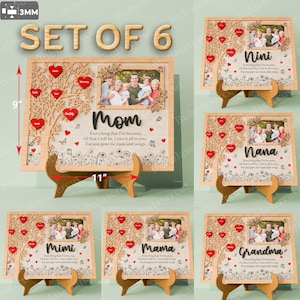 Marco de fotos de árbol genealógico, letrero cortado con láser, regalo del Día de la Madre para mamá, regalo para abuela, feliz Día de la Madre, marco de fotos personalizado para madres, B78