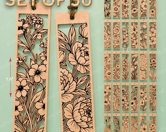 Floral Bookmark Set of 30, Laser Cut Bookmark Designs, Flower Line Art Collection, Multilayer Bookmark SVG Files, Gift for Readers /B420