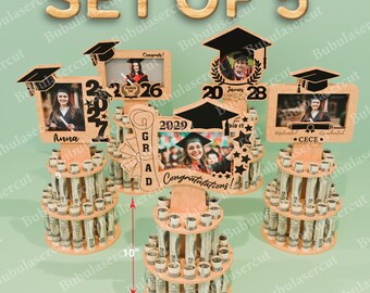 File SVG per torta di laurea con porta soldi, cornice portafoto regalo in contanti, classe 2026 2027 2028 2029, regalo di laurea personalizzato, file per taglio laser /B91