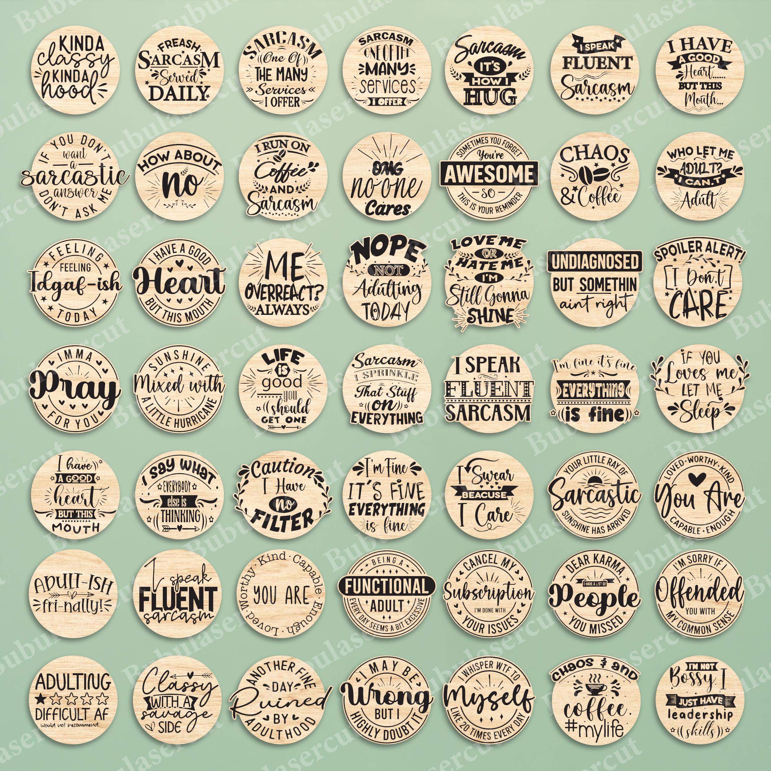 Humor Round Graphics Sarcastic Quote Svg Bundle 50 Designs, Funny Adult Humor Round Magnet ...