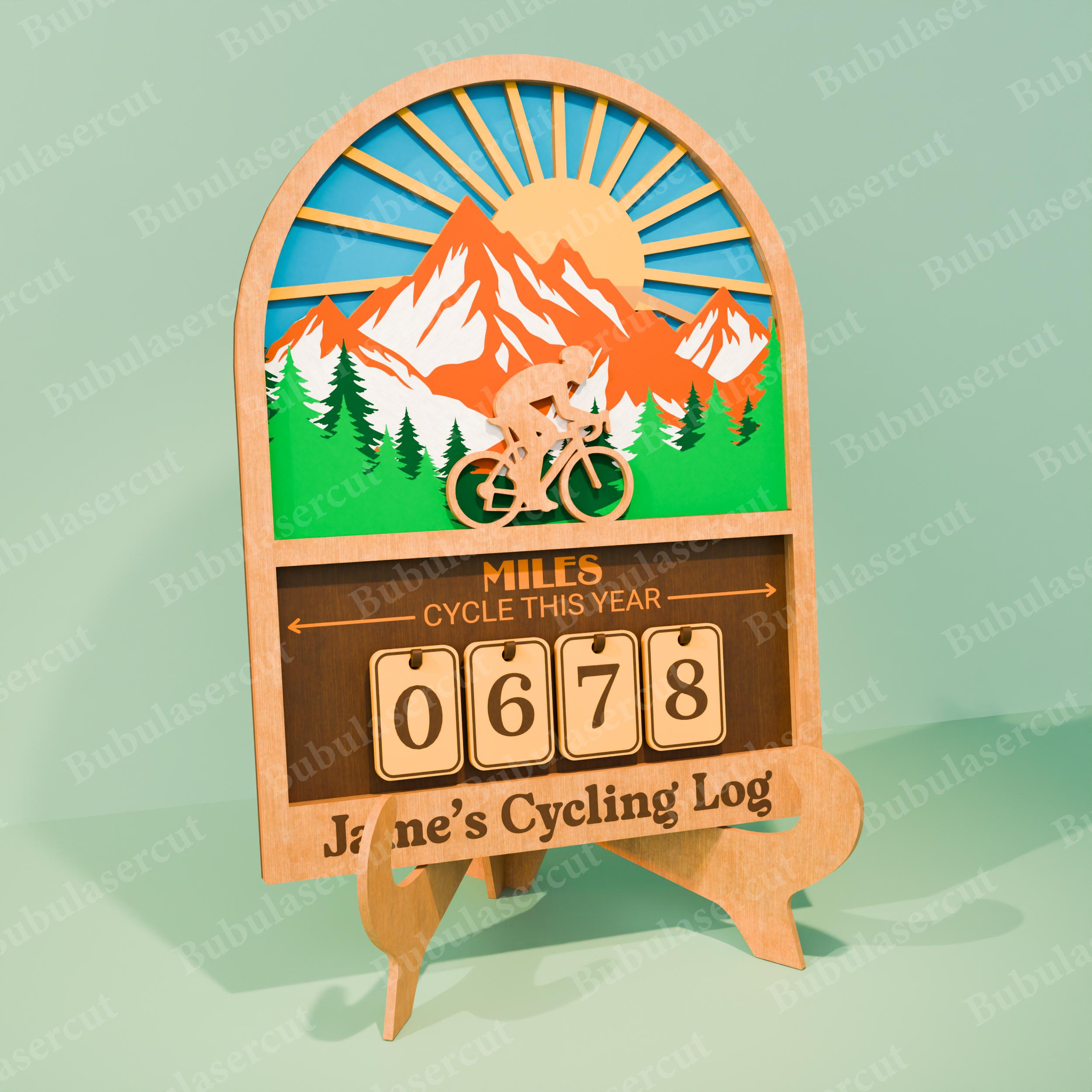 Cycling Distance Tracker Set, Miles and Kilometers Cycled This Year ...
