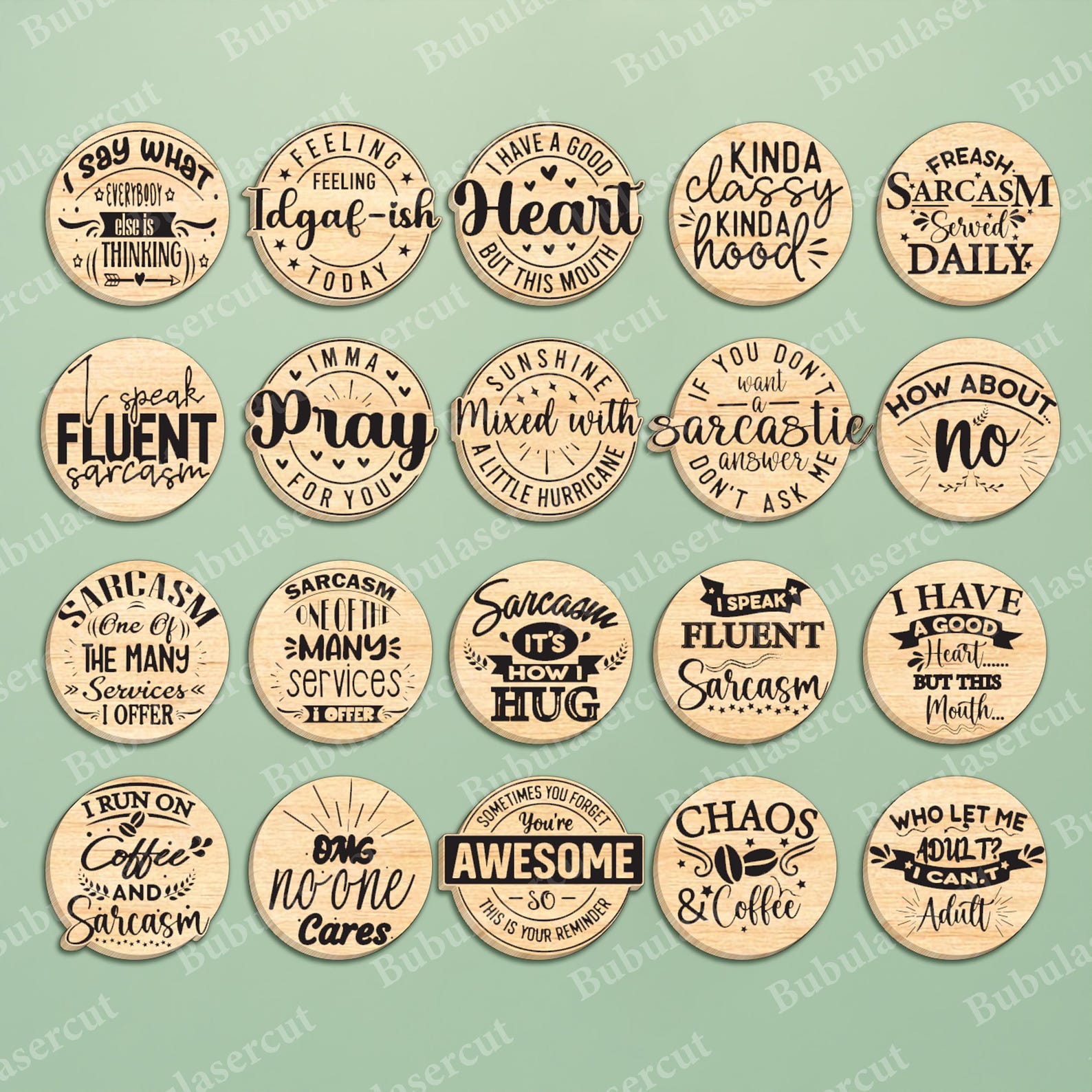 Humor Round Graphics Sarcastic Quote Svg Bundle 50 Designs, Funny Adult Humor Round Magnet ...