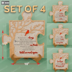 Cardinal Memorial puzzel SVG, totdat we elkaar weer ontmoeten puzzelbord, Red Bird Sympathy Wall Art, lasergesneden bestand voor Glowforge Cricut /B123
