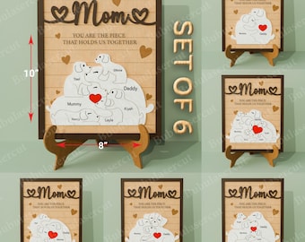 Hundefamilie Puzzle Zeichen SVG, Mama Puzzle Zeichen Laser Cut Dateien, Muttertagsgeschenk SVG, Holz Familien Name Zeichen Vorlage /B67