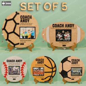 Cadre photo personnalisé Merci Coach signe fichier découpé au laser | Cadeau pour entraîneur de football Cadeaux de remerciement pour entraîneur de football et baseball/B106