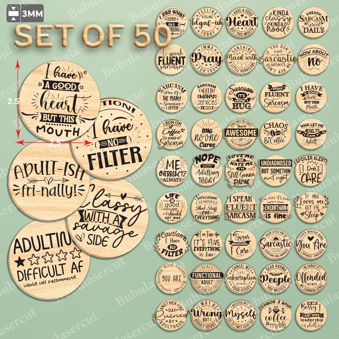 Humor Round Graphics Sarcastic Quote Svg Bundle 50 Designs, Funny Adult Humor Round Magnet ...