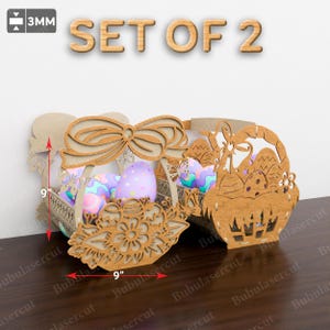 Arquivo de corte a laser de cesta de Páscoa de madeira, design de cesta de ovos de Páscoa feliz Páscoa, tigela de ovos SVG, svg de Páscoa, decoração de Páscoa, decoração de Páscoa /B802