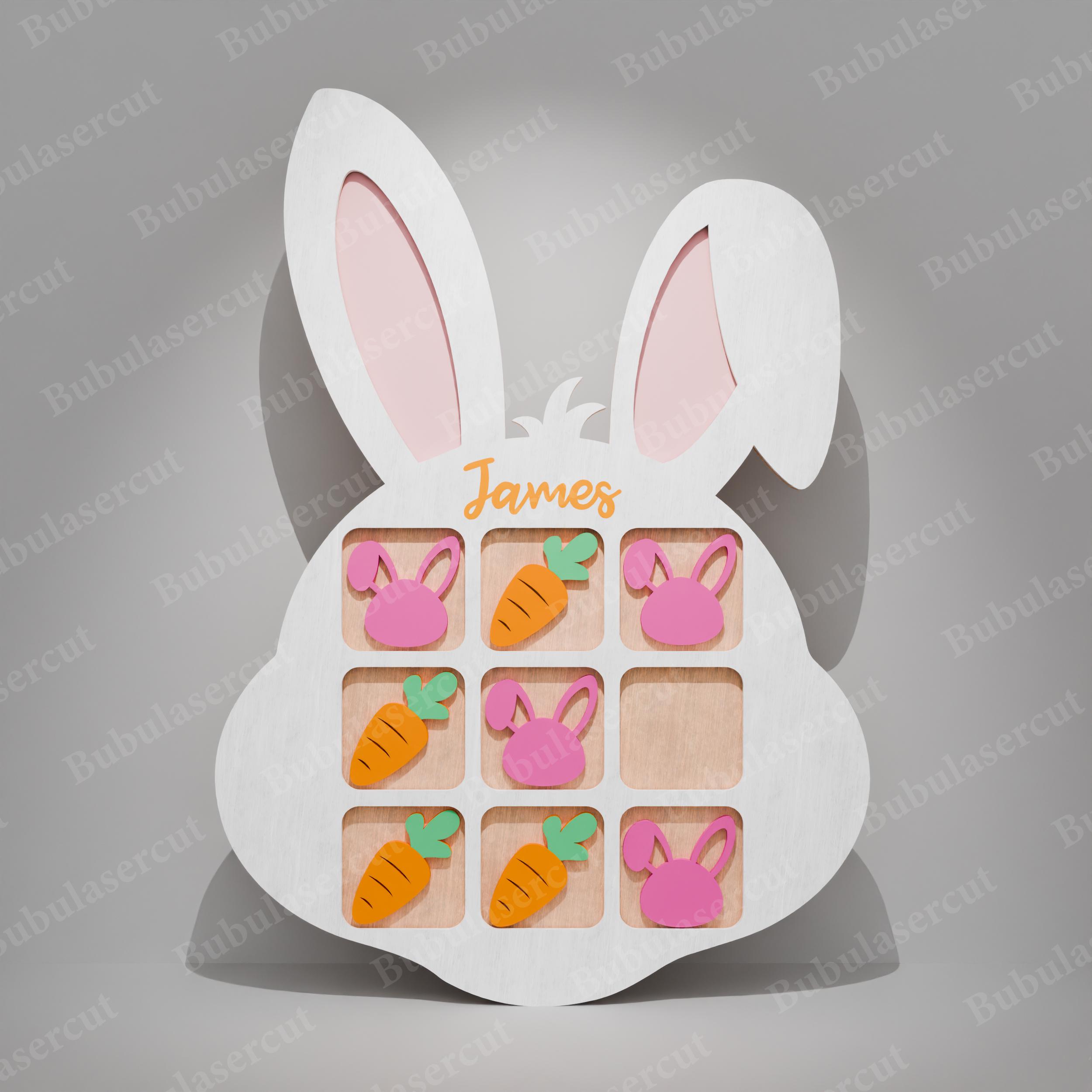 Easter Tic Tac Toe Laser Cut File | Tic Tac Toe Game Svg Easter Bunny ...