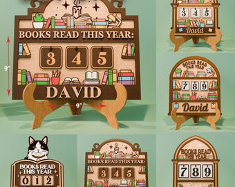 Personalized Books Read This Year Counter Set of 5, Reading Tracker Desk Decor, Book Lover Gift, Reading Challenge, Library Home Decor /B424
