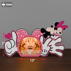 Love Cartoon Mouse Lantern Laser Cut file, Cartoon Character Lantern, Mouse Lampcandle, Valentine Decor, Mouse Lantern, Valentine Gift /P704