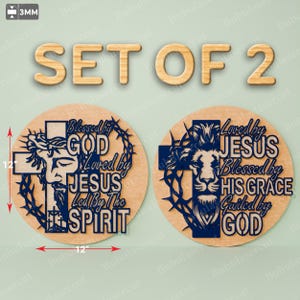 Bendecido por Dios Amado por Jesús Letrero cortado con láser Archivo / Amado por Jesús Svg, Decoración de stand cristiano Jesús Svg, Fe Svg, Versículo bíblico / B42