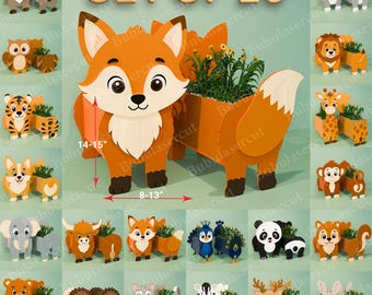 Puede incluir: Un conjunto de 20 macetas de animales de madera, incluyendo un zorro, un tigre y un panda. La maceta de zorro mide 35.5-38 cm de alto y 20-33 cm de ancho. Cada maceta está diseñada para plantas pequeñas, con un grosor de 3 mm.