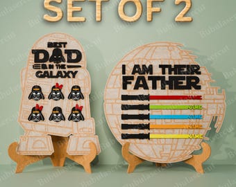 I Am Their Father Laser cut File | Personalized Star Wars Dad And Kids Name Sign Best Dad in the Galaxy Gift for Dad Father&#39;s Day Gift /B88