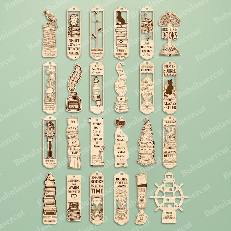 Laser Cut Bookmark SVG Bundle Reading Bookmark Gift, Book Lover Gift ...