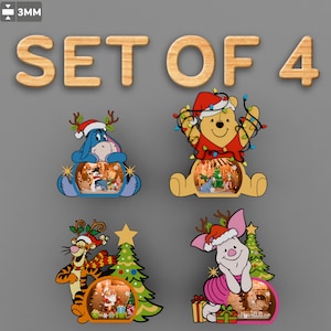 Linterna de dibujos animados de personajes navideños cortada con láser, linterna de personajes svg, linterna navideña, lámpara de personajes, feliz Navidad, regalo para niños, P585