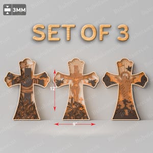File di taglio laser in piedi della croce di Pasqua / È risorto in piedi Scena della resurrezione di Pasqua Cristo risorto Supporto decorazione Croce cristiana di Gesù Arte/B21