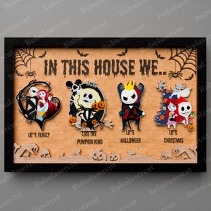 Plaque de porte Halloween horreur découpée au laser, plaque de porte d'Halloween, horreur d'Halloween, dans cette maison, nous horreur, Halloween Glowforge, porte d'Halloween, P267 image 8