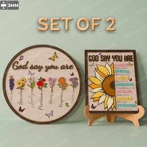Dios dice que eres religioso Signo cortado con láser Archivo / Cristiano, Versículo bíblico, Citas cristianas, Dios dice que eres girasoles occidentales Jesús / B47