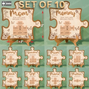 Personalized Mom Puzzle Sign SVG, You Are Our Missing Piece Gift, Mother Day Gift Mom, Family Name Puzzle, Mom Gift From Kids /B545