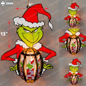 Archivo cortado con láser de linterna navideña, linterna navideña, linterna navideña SVG, lámpara con vela, decoración navideña, Feliz Navidad, P350