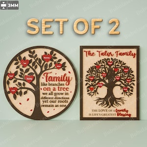 Letrero de árbol genealógico personalizado, archivo cortado con láser / Letrero con nombre familiar personalizado, decoración del hogar, árbol genealógico, regalo del árbol de la vida, Día de la Madre/B69
