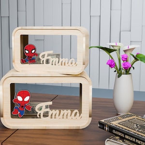 Hucha personalizada cortada a láser (SVG), Hucha de dibujos animados (SVG), Hucha de araña (SVG), Regalo para niños, Hucha (SVG), Hucha para niños (SVG)