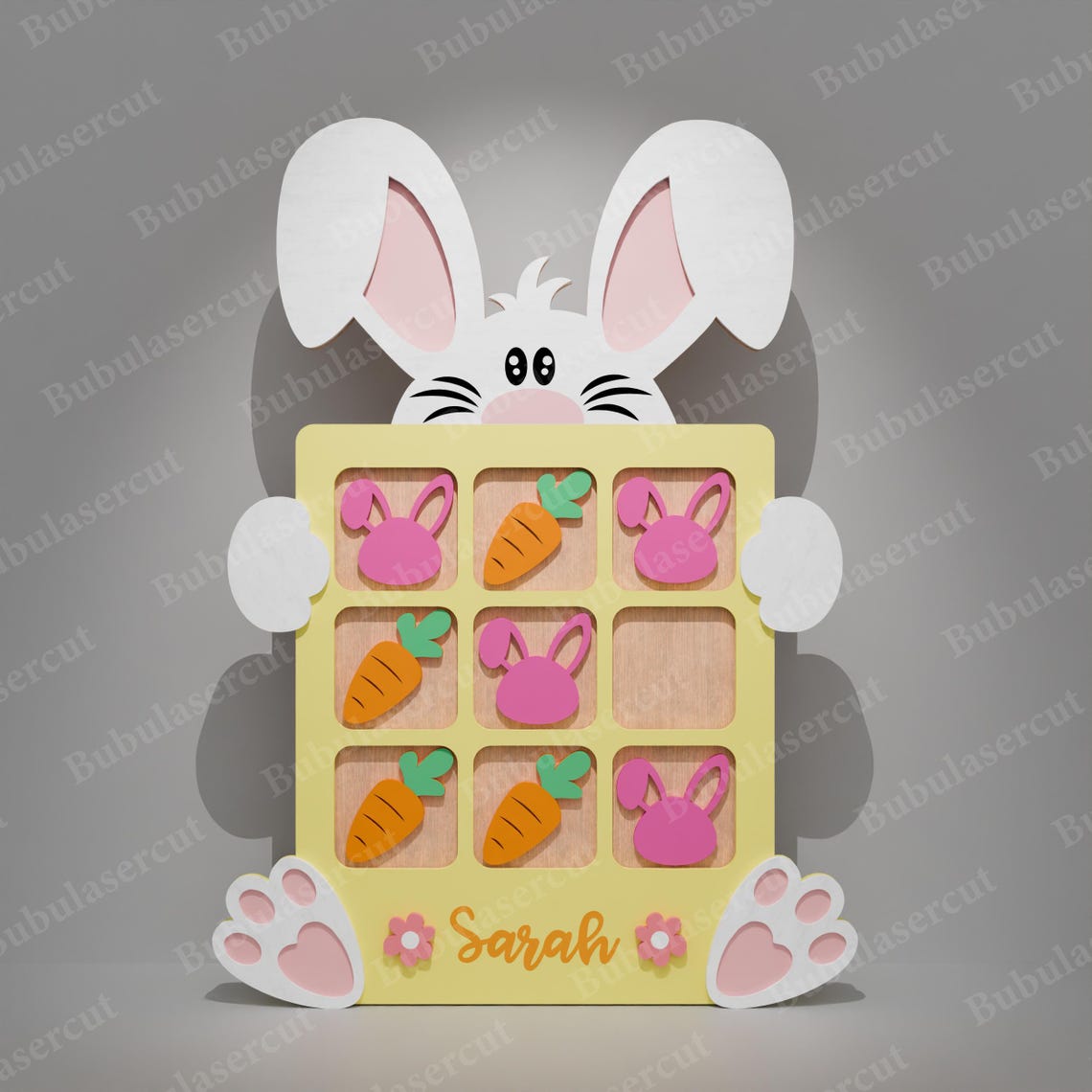 Easter Tic Tac Toe Laser Cut File | Tic Tac Toe Game Svg Easter Bunny ...