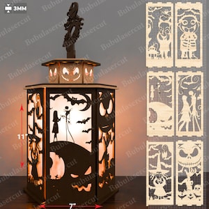 Lanterna Nightmare Before Christmas tagliata al laser, Lanterna Nightmare svg, Nightmare Before Christmas, Lampada Nightmare, decorazioni natalizie, P176