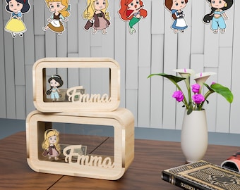 Caja de dinero personalizada corte láser svg, caja de dinero princesa svg, caja de dinero princesa svg, regalo para niños, caja de dinero svg, caja de dinero para niños svg