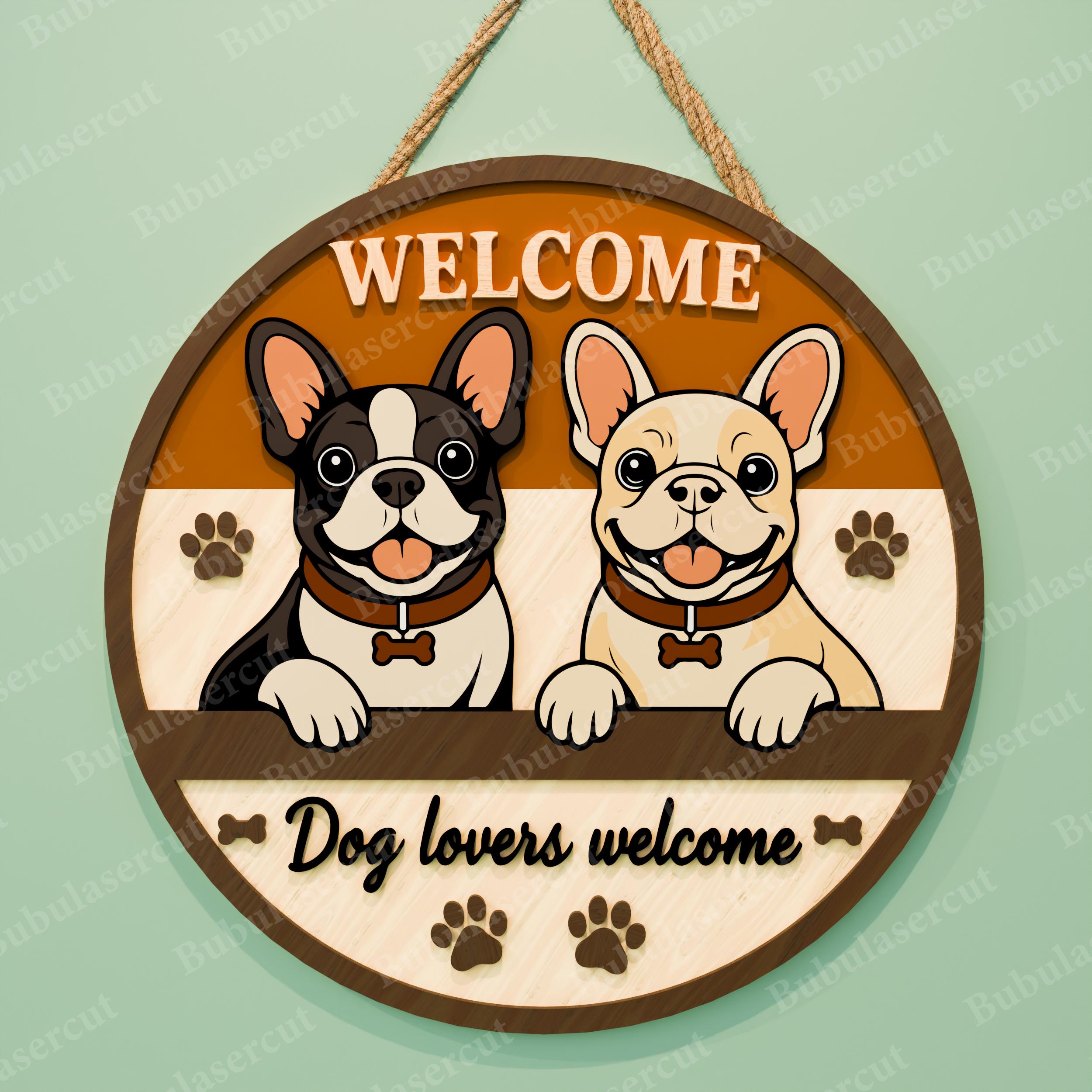 Pet Welcome Sign Svg Bundle, Dog Cat Door Sign, Round Welcome Sign ...