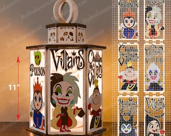 Decoración de farol de villanos de Halloween, lámpara de mesa con diseño de dibujos animados espeluznantes, adorno iluminado navideño divertido, idea de regalo para una casa embrujada /P356