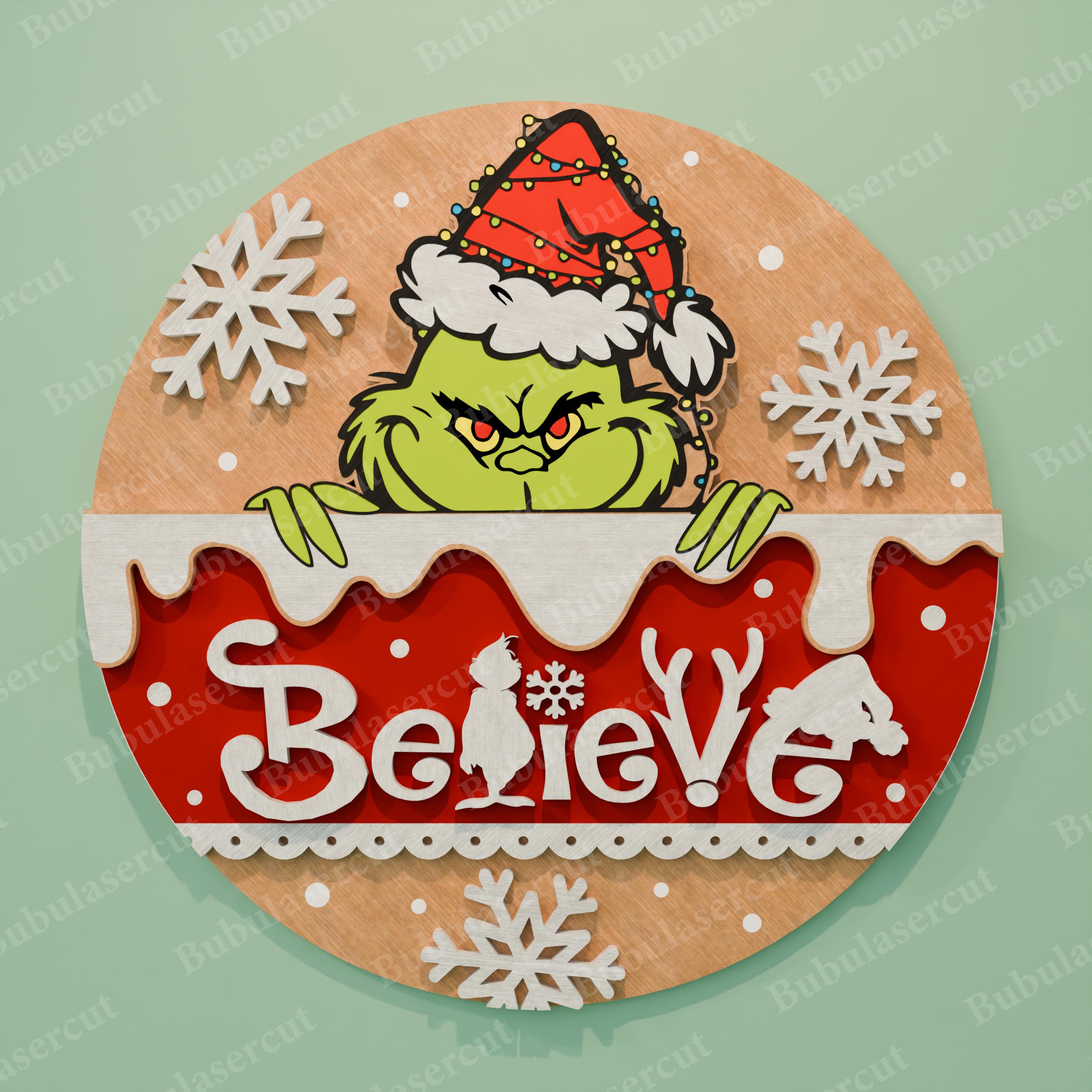 Christmas Round Door Sign Set, Funny Holiday Character Decor With Joy ...