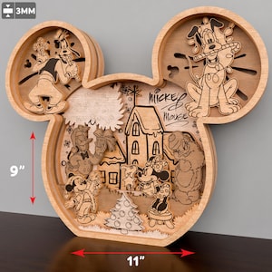 Maus Weihnachten Multilayers Laser Cut, Maus Multilayers, Maus Weihnachten, Multilayers svg, Christmas Glowforge, Zeichentrickfiguren svg, P516
