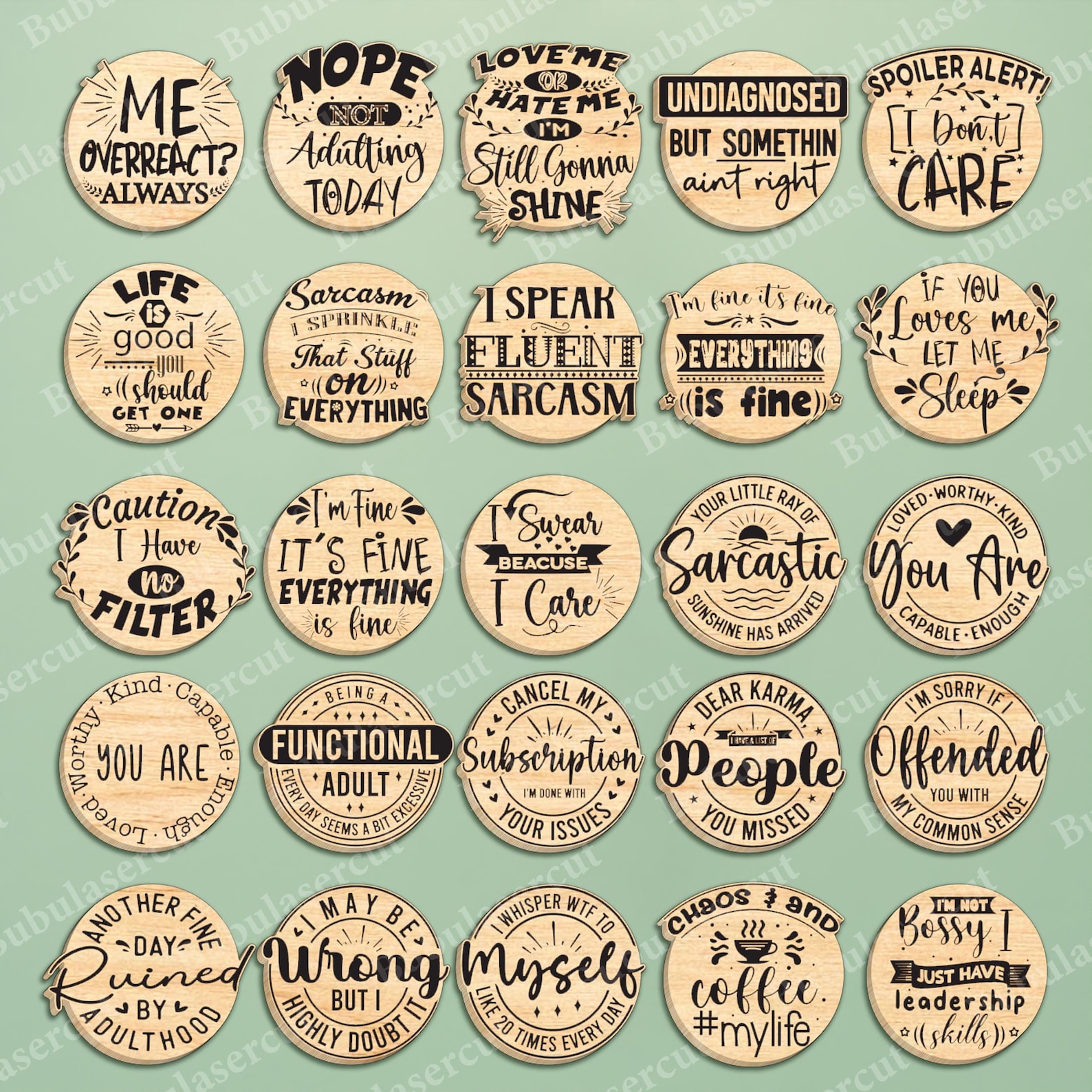 Humor Round Graphics Sarcastic Quote Svg Bundle 50 Designs, Funny Adult Humor Round Magnet ...