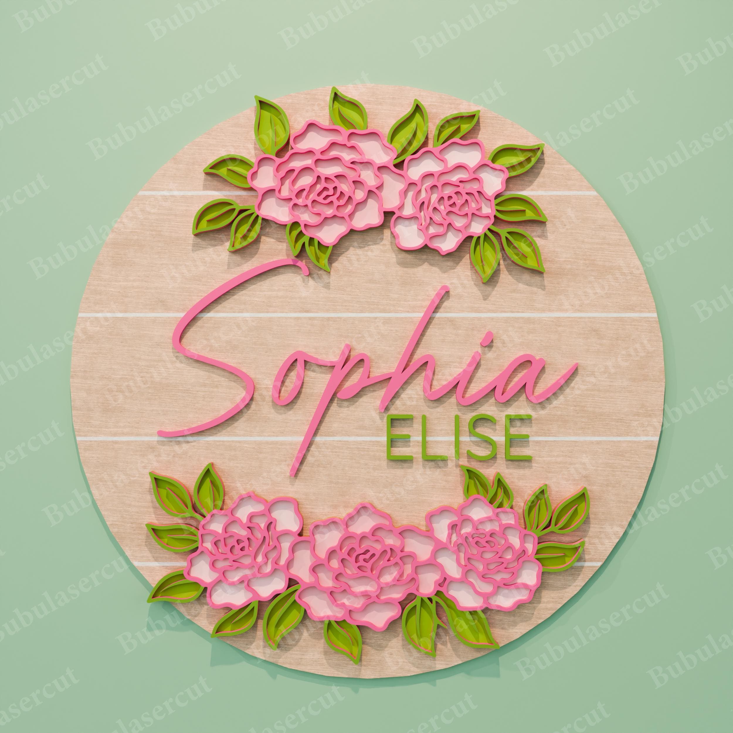 Floral Nursery Name Sign Svg Bundle 5 Designs, Sunflower and Daisy ...
