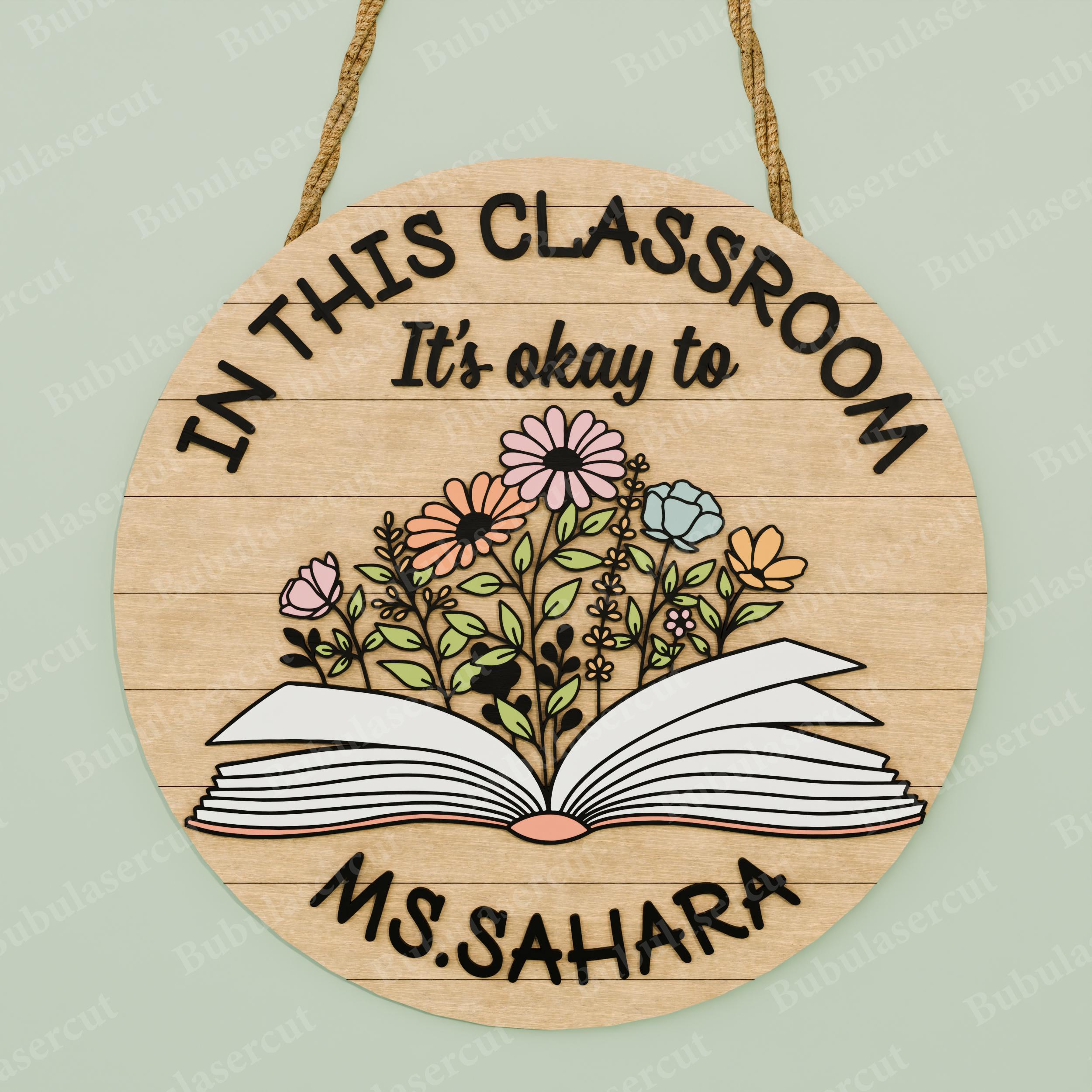 Personalized Teacher Round Door Sign Laser Cut File | Gift for Teacher ...