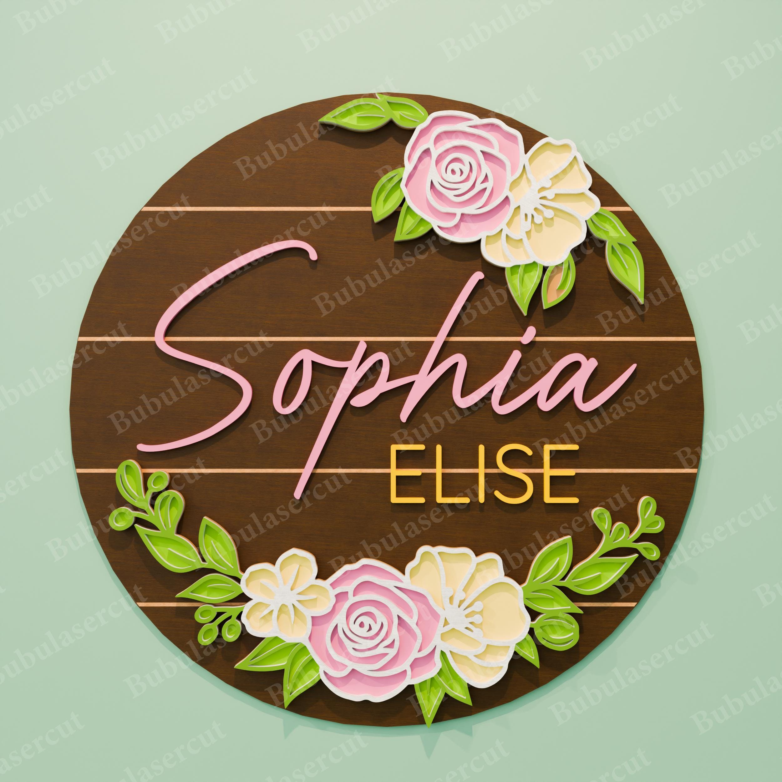 Floral Nursery Name Sign Svg Bundle 5 Designs, Sunflower and Daisy ...