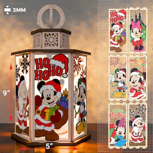 Mouse Christmas Lantern Laser Cut,Mouse Lantern svg,Mouse Lampcandle,Mouse Christmas, Christmas Lantern,Mouse Hohoho,Christmas decor,P411