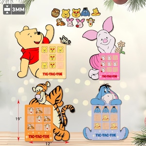 Cute Character Tic Tac Toe Laser Cut File Svg,Cute Character Tic Tac Toe Svg ,Tic Tac Toe svg,Character Wood Sign Svg,Game for Kids Svg,P537