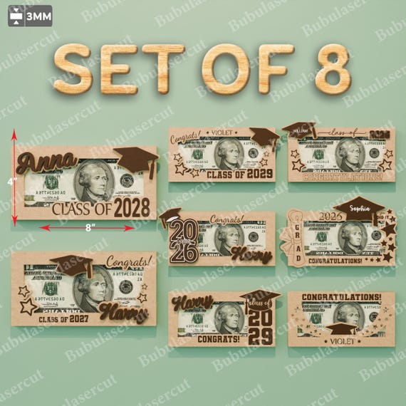 Graduation Money Holder SVG, Class of 2026 2027 2028 2029 Cash Gift Holder, Personalized Grad Gift, Laser Cut File, Graduation Card /B101