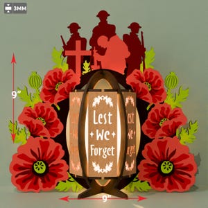 Lanterna tagliata al laser per non dimenticare, li ricordiamo / Regalo per veterani, portacandele per soldato, decorazione per il Giorno della Memoria / B117