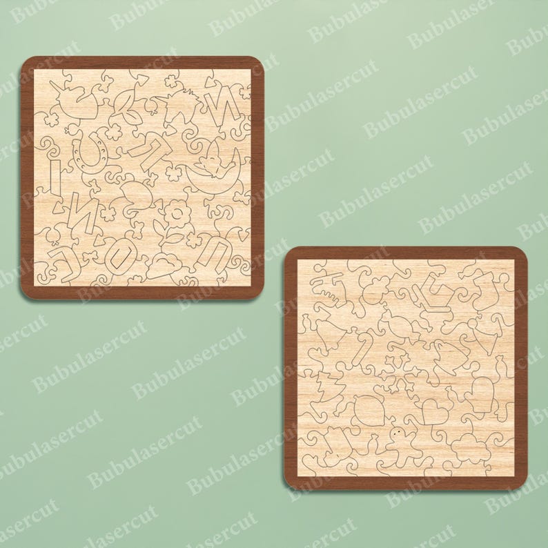 Kids Wooden Puzzle Svg Bundle, Montessori Toy Laser Cut File, Jigsaw ...