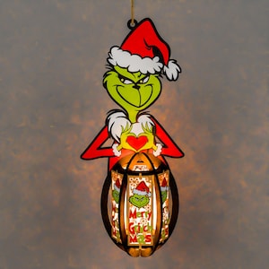 Archivo de corte láser de linterna de personaje navideño, linterna navideña, lámpara de personaje, vela de linterna de personaje, svg de linterna de personaje, decoración navideña, Feliz Navidad, P351