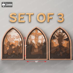 Archivo cortado con láser La Pasión y Resurrección de Cristo / Él ha resucitado Decoración de Pascua Escena de Resurrección de Pascua Resurrección de Jesús / B19