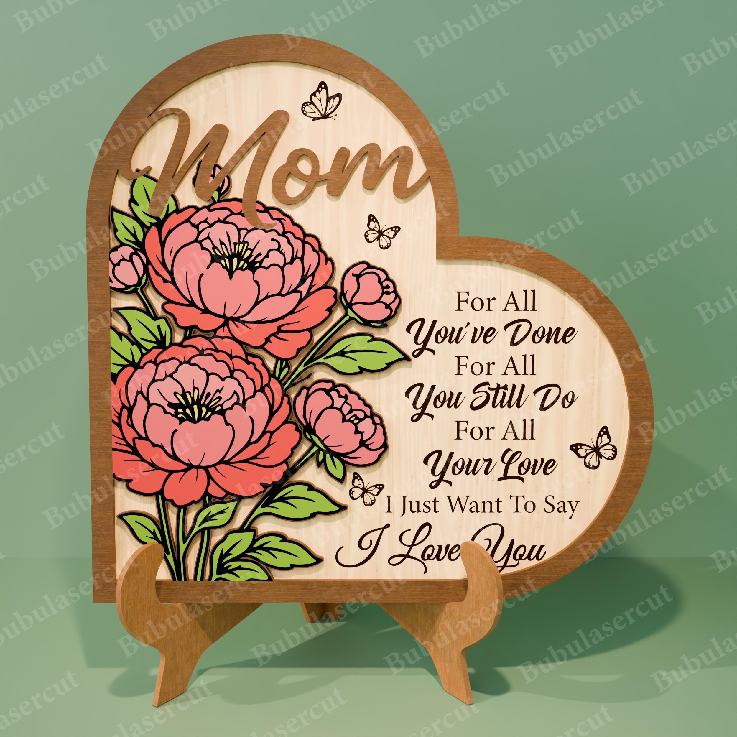 Mom Floral Heart Sign SVG Bundle, Mother Day Gift for Mom, I Love You ...