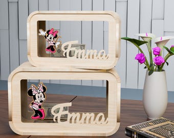 Cartoon Mouse Piggy Bank Cut File, Cartoon Money Box Svg, Princess Money Box svg, Gift For Kids, Money Box svg, Kids Money Box Svg