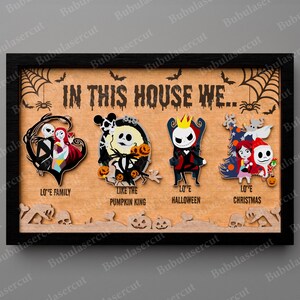 Plaque de porte Halloween horreur découpée au laser, plaque de porte d'Halloween, horreur d'Halloween, dans cette maison, nous horreur, Halloween Glowforge, porte d'Halloween, P267 image 10