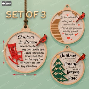 Christmas In Heaven Ornament SVG Bundle, Memorial Cardinal Ornament , Heaven Stairway Laser Cut Ornament, Christmas Memorial Ornament /P454