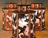 Hummingbird Lantern SVG, 3D Layered Paper Light Box Template, Nature Bird Lantern, Floral Laser Cut SVG, Glowforge Cricut Files /B132