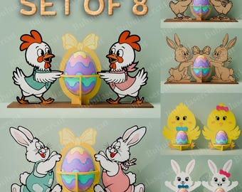 Easter Bunny Egg Holder Laser Cut File | Easter Egg Holder Stand Easter Egg Holder Happy Easter Easter Egg Chocolate Egg Stand Decor /B23